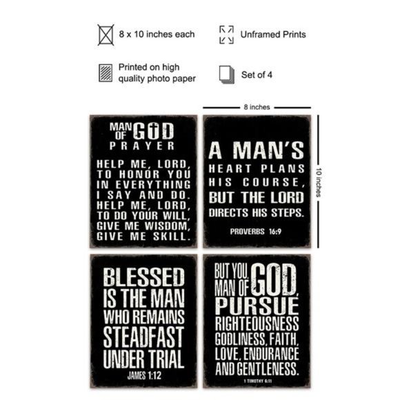 Religious Wall Art - Motivational Quotes Scripture Wall Decor - Picture 3 of 7